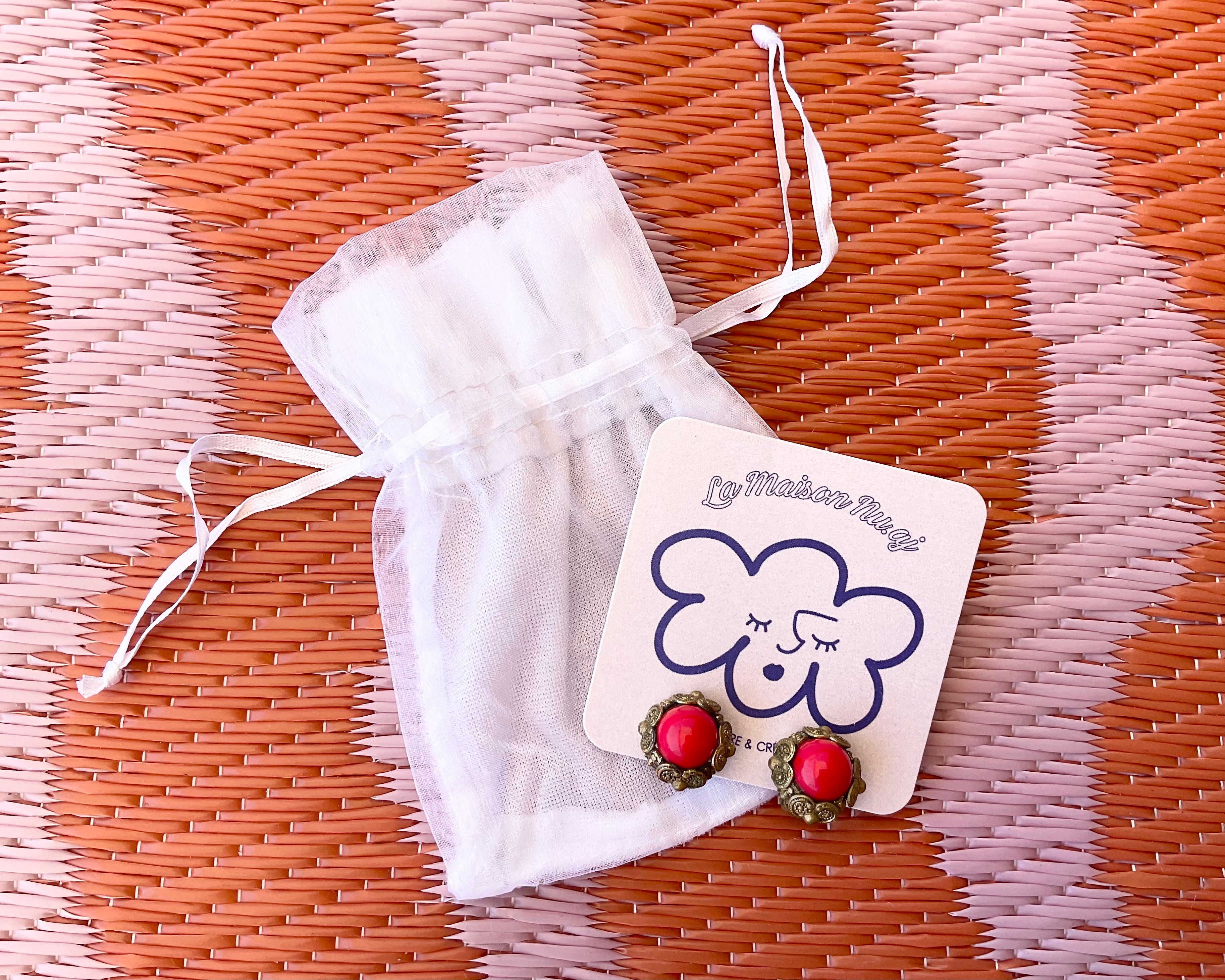 Boucles d’oreilles vintage rouges