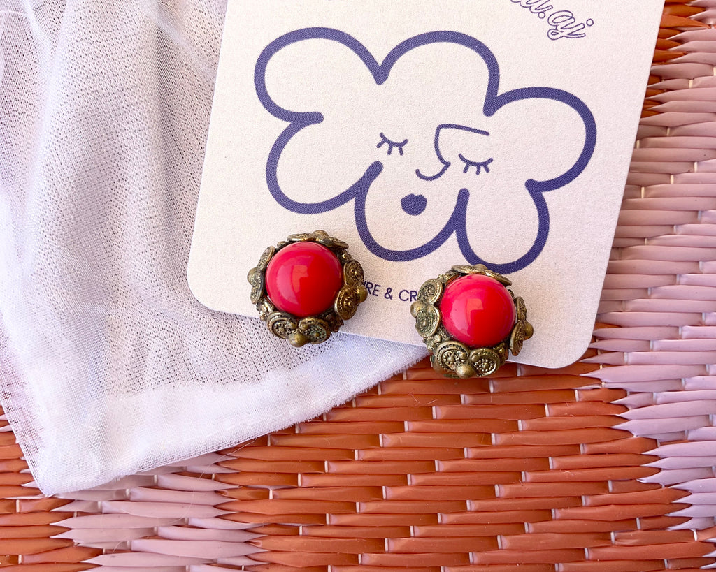 Boucles d’oreilles vintage rouges