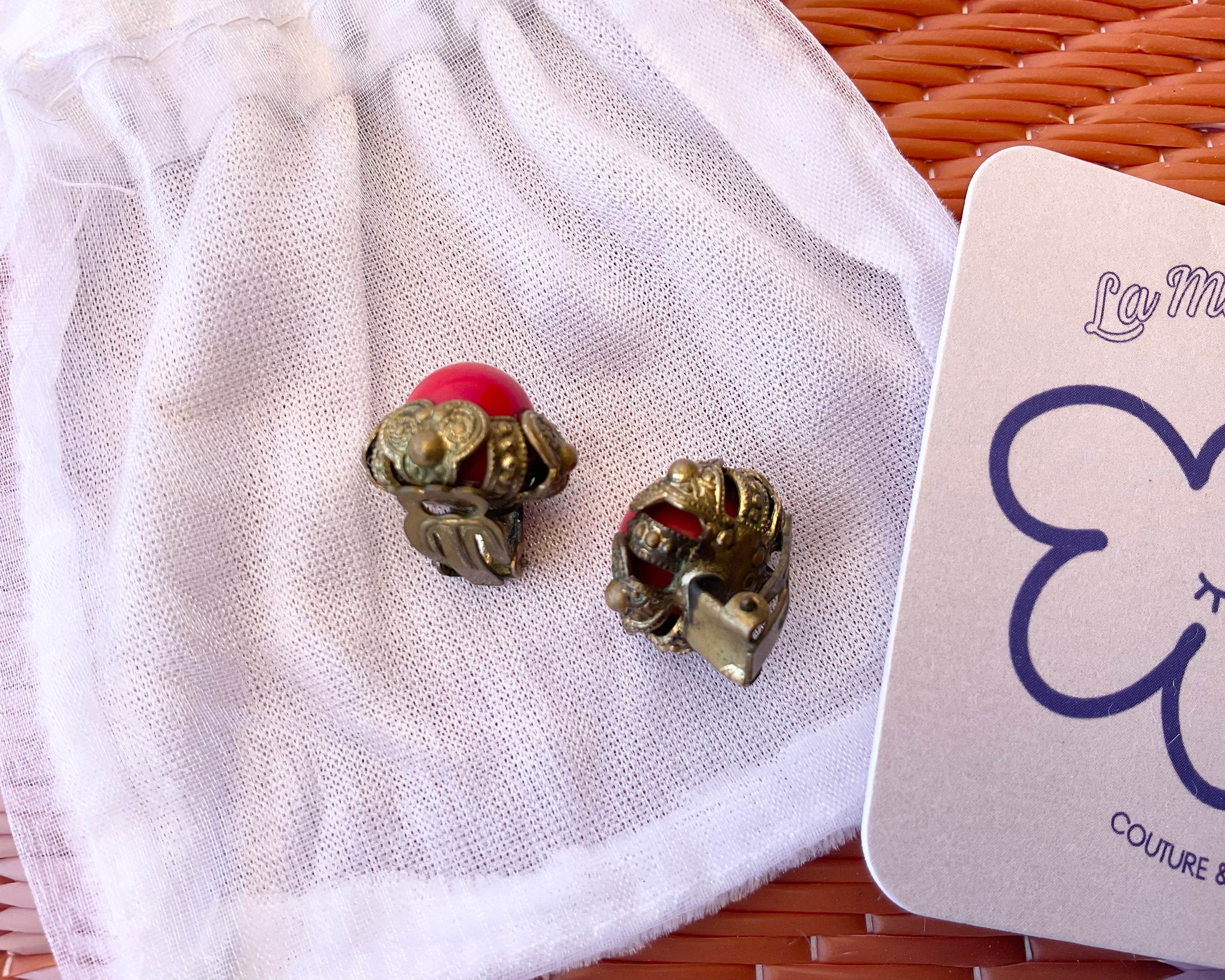 Boucles d’oreilles vintage rouges